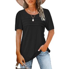 Womens Summer Tops Casual Short Sleeve Crew Neck Shirts Puff Sleeve Tshirts Loose Fit Tees in Kuwait