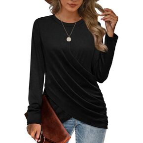 Jescakoo Womens Long Sleeve Tops Twist Front Tunic Tops To Wear With Leggings