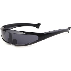 KFPH Futuristic Narrow Sunglasses UV400 Robot Space Costume Color Mirrored Lens Party Rave Futuristic Glasses