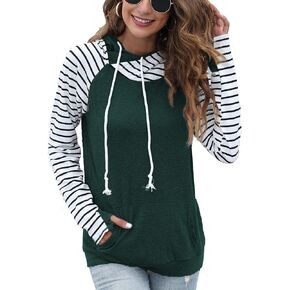 Euymhod Womens Hoodies Tops Cute Sweatshirt Striped Long Sleeve Shirts Color Block Pullover Tops in Saudi Arabia