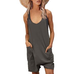 Women Overall Shorts Summer Rompers Loose Baggy Cami Overalls Short Jumpsuits with Pockets