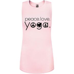 WINGZOO Workout Tank Tops for Women-Womens Peace Love Yogo Funny Saying Fitness Gym Racerback Sleeveless Shirts