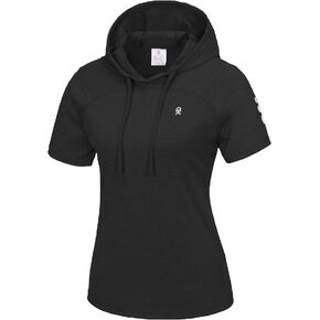 Little Donkey Andy Women's Short Sleeve Quick Dry T-Shirt with Hood Sun Protection Workout Stretch Basic Tops Tee