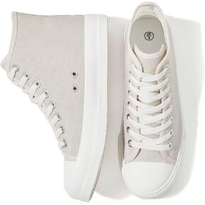 Uoidru High Top Sneakers for Women Canvas Shoes White Canvas High Tops Women Casual Shoes Lace Up Fashion Sneakers