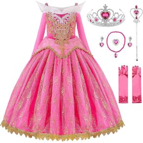 Uhdear Girls Princess Costume Off Shoulder Dress Halloween Party with Accessories