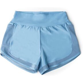 FITKICKS Women’s Airlight Soft Track Shorts with Liner and Mesh Pockets, Mid-Rise Waist