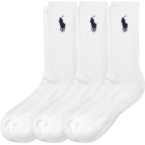 جوارب POLO RALPH LAUREN الرجالية الكلاسيكية المطرزة على شكل حصان كبير - مجموعة من 3 أزواج - ضلع وهمي غير رسمي ودعم قوس هندسي in Saudi Arabia