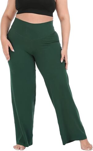 HDE Plus Size Wide Leg Cotton Yoga Pants for Women High Waist Workout Leggings in Saudi Arabia