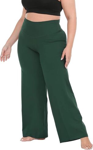 HDE Plus Size Wide Leg Cotton Yoga Pants for Women High Waist Workout Leggings in Saudi Arabia