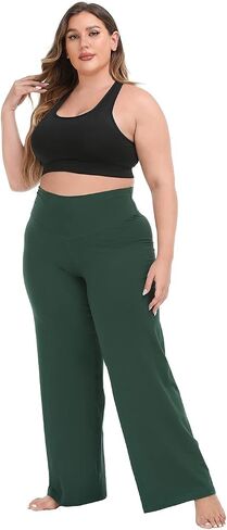 HDE Plus Size Wide Leg Cotton Yoga Pants for Women High Waist Workout Leggings in Saudi Arabia