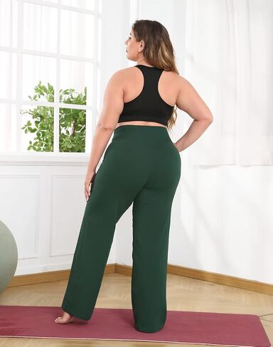 HDE Plus Size Wide Leg Cotton Yoga Pants for Women High Waist Workout Leggings in Saudi Arabia
