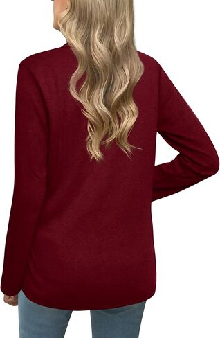 سترة علوية نسائية بأكمام طويلة من Jescakoo، سترة أمامية ملفوفة للارتداء مع السراويل الضيقة in Kuwait