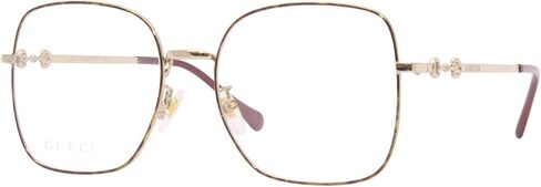 Gucci GG 0883OA 002 Havana Gold Metal Square Eyeglasses 55mm in Saudi Arabia