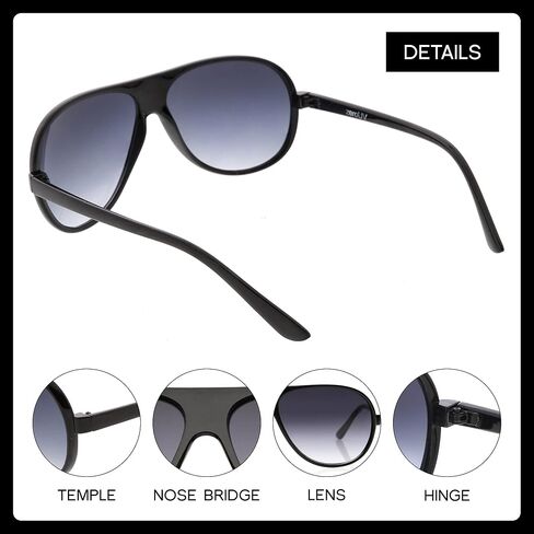نظارات شمسية ZeroUV 70s Retro Aviator للرجال والنساء، نظارات زرقاء عتيقة UV400 مقاس 61 ملم in Kuwait