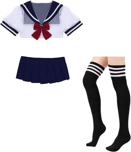 Oludkeph Lingerie Cute Strawberry Cosplay Costume Devil Outfit Mini Sailor Suit with Stockings in Kuwait