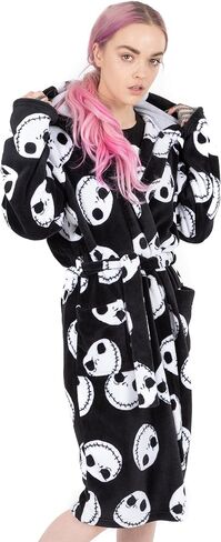 Disney The Nightmare Before Christmas Dressing Gown Womens Black Pjs Bathrobe in Saudi Arabia