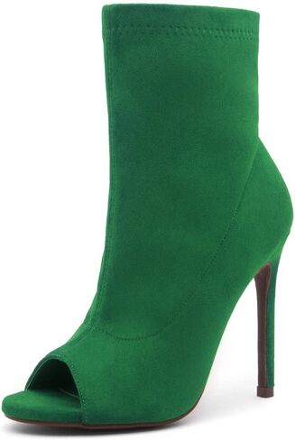 Shoe Land Womens Chelsee Peep Toe Ankle Booties Stiletto High Heel Dress Boots in Kuwait