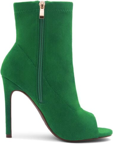 Shoe Land Womens Chelsee Peep Toe Ankle Booties Stiletto High Heel Dress Boots in Kuwait