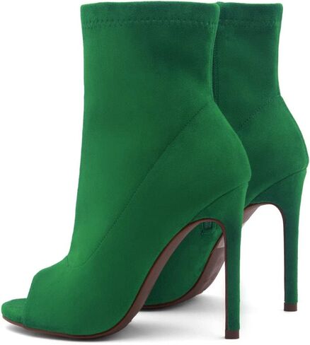 Shoe Land Womens Chelsee Peep Toe Ankle Booties Stiletto High Heel Dress Boots in Kuwait