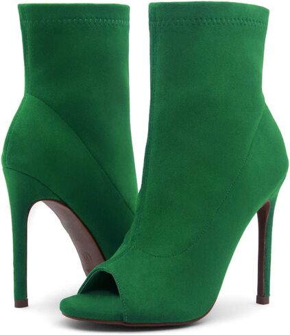 Shoe Land Womens Chelsee Peep Toe Ankle Booties Stiletto High Heel Dress Boots in Kuwait