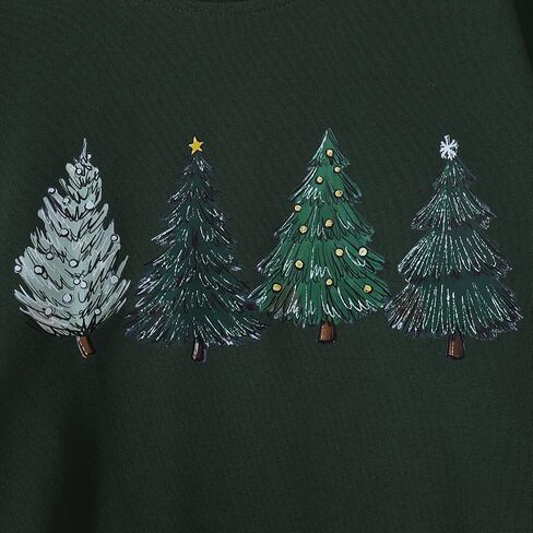 BOUTIKOME Women Christmas Sweatshirt Christmas Tree Graphic Tees Xmas Long Sleeve Crewneck Shirt Oversized Pullover Fall Tops(Xmas Green,XL) in Kuwait