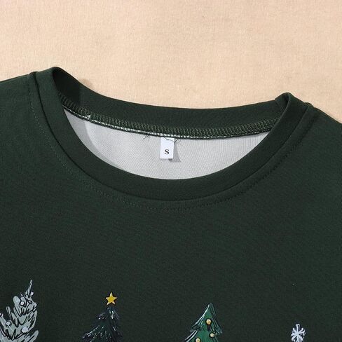BOUTIKOME Women Christmas Sweatshirt Christmas Tree Graphic Tees Xmas Long Sleeve Crewneck Shirt Oversized Pullover Fall Tops(Xmas Green,XL) in Kuwait