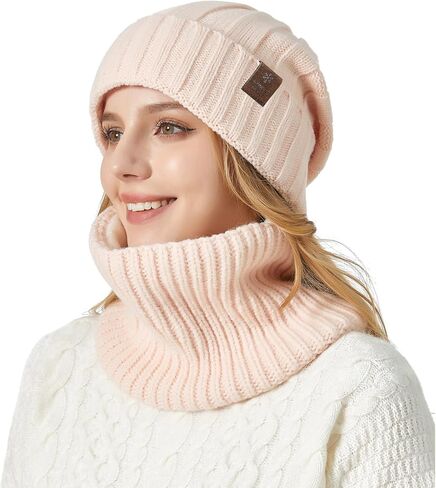 HUAMULAN الرجال النساء قبعة شتوية قبعة وشاح مجموعة متماسكة تزلج الثلوج القبعات سميكة صوف مبطن مترهل إيرفلابس الجمجمة قبعة الرقبة أدفأ in Kuwait