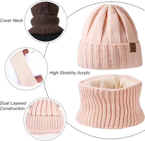 HUAMULAN الرجال النساء قبعة شتوية قبعة وشاح مجموعة متماسكة تزلج الثلوج القبعات سميكة صوف مبطن مترهل إيرفلابس الجمجمة قبعة الرقبة أدفأ in Kuwait