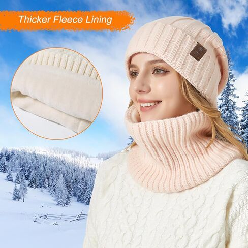 HUAMULAN الرجال النساء قبعة شتوية قبعة وشاح مجموعة متماسكة تزلج الثلوج القبعات سميكة صوف مبطن مترهل إيرفلابس الجمجمة قبعة الرقبة أدفأ in Kuwait