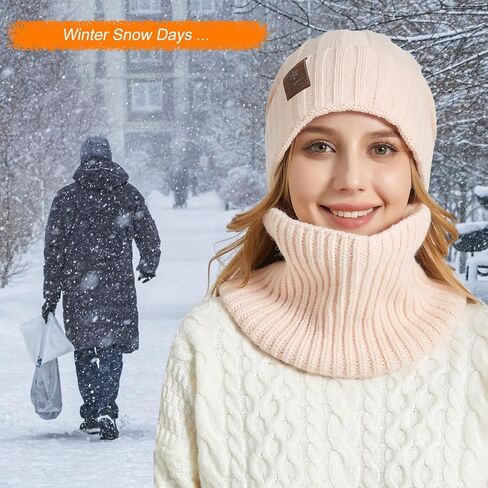 HUAMULAN الرجال النساء قبعة شتوية قبعة وشاح مجموعة متماسكة تزلج الثلوج القبعات سميكة صوف مبطن مترهل إيرفلابس الجمجمة قبعة الرقبة أدفأ in Kuwait