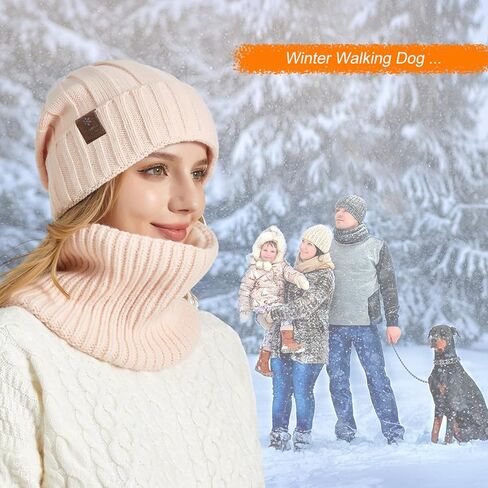 HUAMULAN الرجال النساء قبعة شتوية قبعة وشاح مجموعة متماسكة تزلج الثلوج القبعات سميكة صوف مبطن مترهل إيرفلابس الجمجمة قبعة الرقبة أدفأ in Kuwait