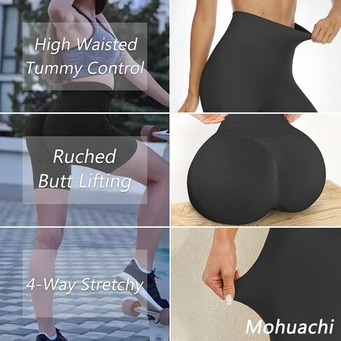MOHUACHI Butt Lifting Shorts for Women High Waist Workout Biker Shorts Scrunch Booty Yoga Shorts TIK Tok Gym Leggings in Saudi Arabia