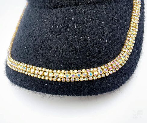 Womens Baseball Cap Letter M Cowboy Hats with Rhinestone Rabbit Plush Baseball Caps Bling Fancy Jewelry Hat Fashion Cap Black in Kuwait