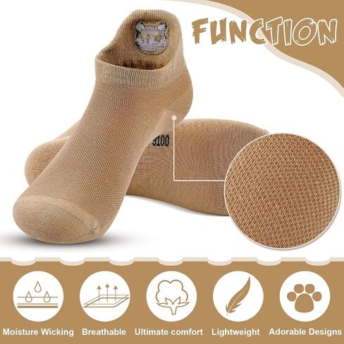 10 Pairs No Show Ankle Kawaii Socks Embroidered Funny Low Cut Socks Cute Cat Socks for Women Soft Comfortable Animal Socks for Women Girls, Multicolor in Saudi Arabia