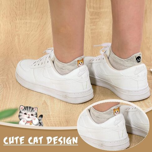 10 Pairs No Show Ankle Kawaii Socks Embroidered Funny Low Cut Socks Cute Cat Socks for Women Soft Comfortable Animal Socks for Women Girls, Multicolor in Saudi Arabia