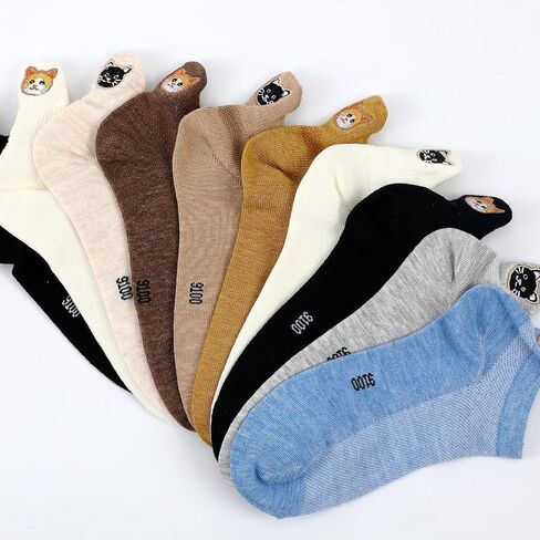 10 Pairs No Show Ankle Kawaii Socks Embroidered Funny Low Cut Socks Cute Cat Socks for Women Soft Comfortable Animal Socks for Women Girls, Multicolor in Saudi Arabia