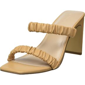 The Drop Women's Ainsley Square Toe Ruched Two Strap High-Heeled Sandal