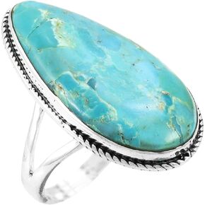 Turquoise Ring in Sterling Silver 925 & Genuine Turquoise (CHOOSE COLOR)