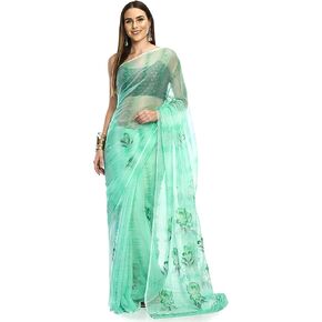 DRAPE & DRESSES Hand Painted Women's Latest Chiffon Sarees Floral Print Ladies Saree Indian Wear for Women in Saudi Arabia