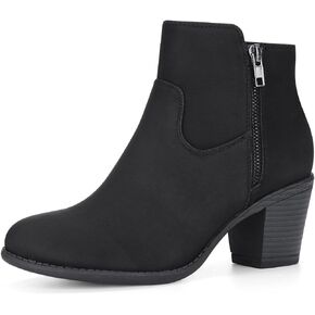 Allegra K Women's's Low Chunky Heel Side Zipper Ankle Booties in Saudi Arabia
