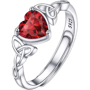 PROSILVER 925 Sterling Silver Celtic Knot Heart Ring for Women, Birthstone Jan-Dec Available, Gorgeous Cubic Zirconia Ring, Adjustable Ring, Come Gift Box in Kuwait