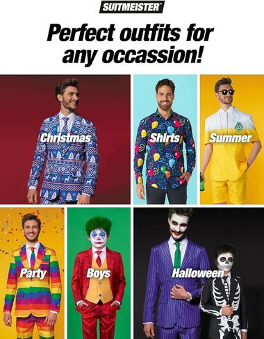 بدلة جوكر للأولاد من SUITMEISTER زي تنكري للحفلات التنكرية للأطفال وسترة وسترة وسراويل وربطة عنق... in Kuwait