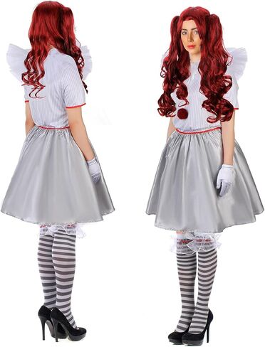 Toulite Halloween Carnevil Clown Costume for Women Clown Wig Dress up Clown Costume for Halloween Scary Cosplay Party in Saudi Arabia