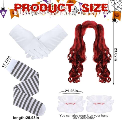 Toulite Halloween Carnevil Clown Costume for Women Clown Wig Dress up Clown Costume for Halloween Scary Cosplay Party in Saudi Arabia