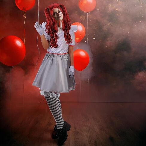 Toulite Halloween Carnevil Clown Costume for Women Clown Wig Dress up Clown Costume for Halloween Scary Cosplay Party in Saudi Arabia