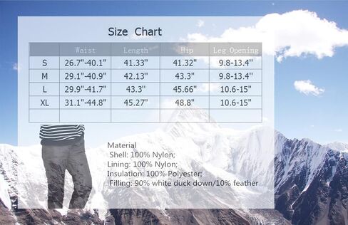 SYOKYO1980 Men's Winter Warm Packable Down Pants Compressor Snow Trousers Ski Puffer Pant in Saudi Arabia