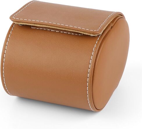 حافظة ساعة DRIKLUX للسفر، حافظة للساعة، علبة عرض للساعة باللون البني والرمادي مصنوعة يدويًا من قبل الحرفيين (8 × 9.7 × 7.6، بني ظاهر واحد) in Kuwait