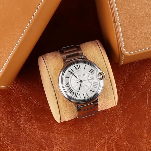 حافظة ساعة DRIKLUX للسفر، حافظة للساعة، علبة عرض للساعة باللون البني والرمادي مصنوعة يدويًا من قبل الحرفيين (8 × 9.7 × 7.6، بني ظاهر واحد) in Kuwait