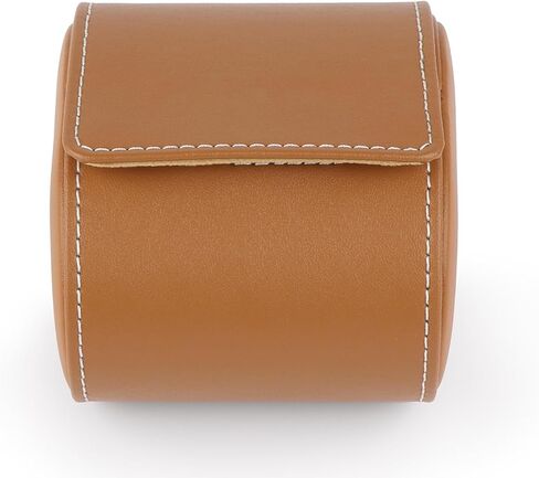 حافظة ساعة DRIKLUX للسفر، حافظة للساعة، علبة عرض للساعة باللون البني والرمادي مصنوعة يدويًا من قبل الحرفيين (8 × 9.7 × 7.6، بني ظاهر واحد) in Kuwait