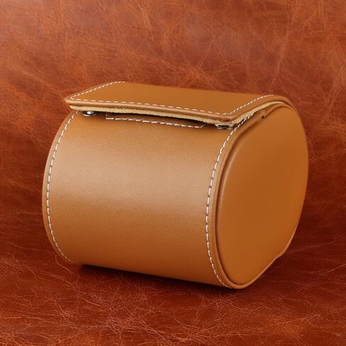 حافظة ساعة DRIKLUX للسفر، حافظة للساعة، علبة عرض للساعة باللون البني والرمادي مصنوعة يدويًا من قبل الحرفيين (8 × 9.7 × 7.6، بني ظاهر واحد) in Kuwait